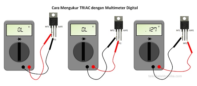Cara Menguji atau Mengukur TRIAC dengan Multimeter Digital