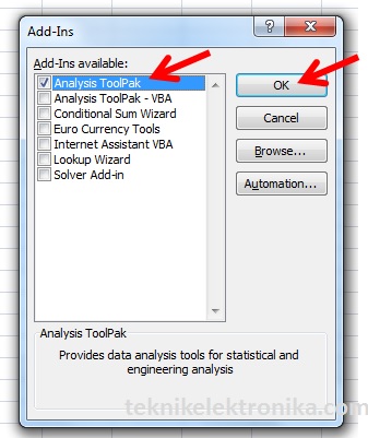 Cara Install Analysis ToolPak - Dialog Box Add-Ins